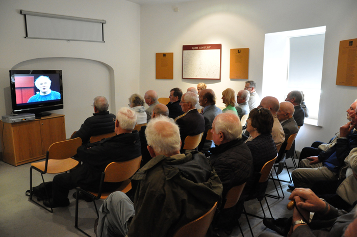 Viewing film in Bellaghy Bawn
